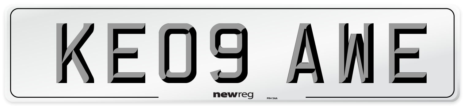 KE09 AWE Number Plate from New Reg